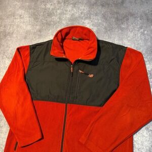 New Balance Men's Fleece Zip Up Jacket Orange Gray XL